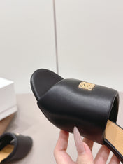 LOEWE 26S MULE HEELS 45MM IN BLACK LAMBSKIN GOLD HARDWARE