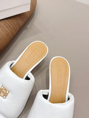 LOEWE 26S MULE HEELS 45MM IN WHITE LAMBSKIN GOLD HARDWARE