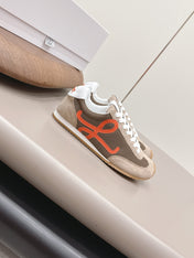 LOEWE 26S BALLET RUNNER 2.0 IN LIGHT BROWN SUEDE AND DARK BROWN MESH