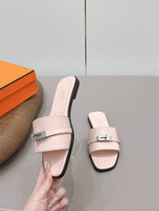HM 26S GIULIA SANDAL IN LIGHT PINK CALFSKIN SILVER HARDWARE