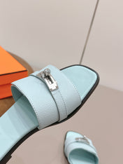 HM 26S GIULIA SANDAL IN ICE BLUE EPSOM CALFSKIN SILVER HARDWARE