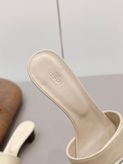 HM 26S KELLY HEEL SANDAL 50MM IN LIGHT YELLOW CALFSKIN SILVER HARDWARE