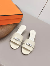 HM 26S KELLY HEEL SANDAL 50MM IN IVORY WHITE EPSOM CALFSKIN SILVER HARDWARE