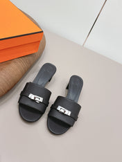 HM 26S KELLY HEEL SANDAL 50MM IN BLACK EPSOM CALFSKIN SILVER HARDWARE