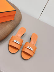 HM 26S KELLY HEEL SANDAL 50MM IN ORANGE EPSOM CALFSKIN SILVER HARDWARE