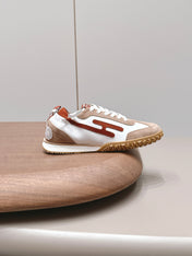 HM 26S BOUNCING SNEAKERS IN WHITE CALFSKIN AND BROWN SUEDE