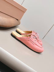 MIUMIU 26S LOAFER MULES IN PINK CALFSKIN