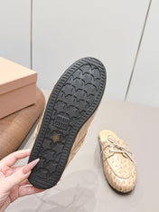 MIUMIU 26S LOAFER MULES IN BEIGE CALFSKIN