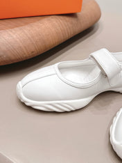 HM 26S KICHU BALLET FLAT IN WHITE CALFSKIN