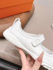 HM 26S KICHU BALLET FLAT IN WHITE CALFSKIN