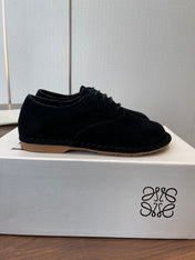 LOEWE 26S FOLIO DERBY SHOES IN BLACK SUEDE
