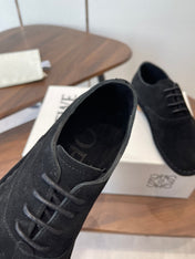 LOEWE 26S FOLIO DERBY SHOES IN BLACK SUEDE