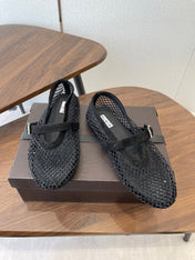 ALAIA 26S MESH FLATS IN BLACK SUEDE RHINESTONE-EMBELLISHED