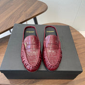 YSL 26S LOAFER MULES IN DARK RED CALFSKIN