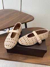 ALAIA 26S MARY JANE FLATS IN BEIGE SUEDE