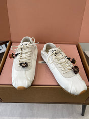 MIUMIU 26S SNEAKERS IN IVORY WHITE PLUME SATIN