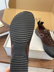LOEWE 26S FLOW RUNNER SNEAKER 20MM IN DARK BROWN SUEDE