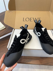 LOEWE 26S FLOW RUNNER SNEAKER 20MM IN BLACK SUEDE