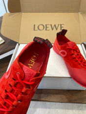 LOEWE 26S FLOW RUNNER SNEAKER 20MM IN DARK RED SUEDE