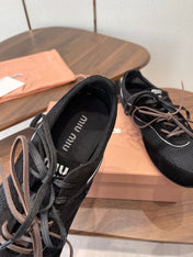 MIUMIU 26S SNEAKERS IN BLACK MESH AND SUEDE