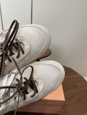 MIUMIU 26S SNEAKERS IN WHITE MESH AND SUEDE