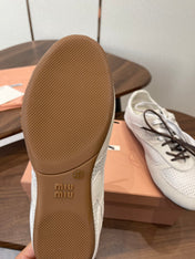 MIUMIU 26S SNEAKERS IN WHITE MESH AND SUEDE