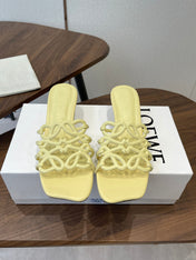LOEWE 26S HIGH HEEL SANDALS IN BUTTER YELLOW CALFSKIN