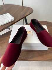 THE ROW 26S BALLET FLATS IN BURGUNDY RED VELVET