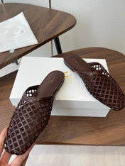 THE ROW 26S MULE SANDALS IN DARK BROWN CALFSKIN