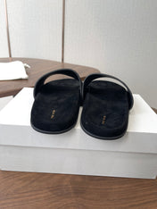 THE ROW 26S SLIDE SANDALS IN BLACK SUEDE