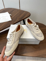THE ROW 26S LACE UP SNEAKERS IN IVORY BEIGE SUEDE