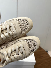 THE ROW 26S LACE UP SNEAKERS IN IVORY BEIGE SUEDE