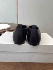 THE ROW 26S SQUARE TOE BALLET FLATS IN BLACK SATIN