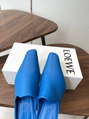 LOEWE 26S EMILY MULE 55MM IN BLUE CALFSKIN