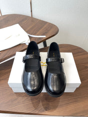 THE ROW 26S MARY JANE FLATS IN BLACK PATENT CALFSKIN