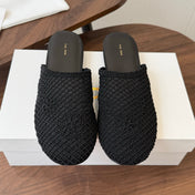 THE ROW 26S MULE FLATS IN BLACK CROCHET MESH