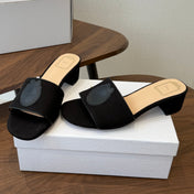 DIOR 26S D-BADGE SLIDE SANDALS IN BLACK CANVAS AND CALFSKIN