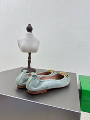 BALLET FLAT IN LIGHT BLUE SUEDE