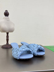 BLINK HIGH 5 CM MULE IN CERULEAN BLUE INTRECCIATO LEATHER