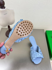 BLINK HIGH 5 CM MULE IN CERULEAN BLUE INTRECCIATO LEATHER