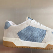 VALENTINO 25S GARAVANI FREEDOTS SNEAKERS IN BEIGE MIX BLUE SUEDE
