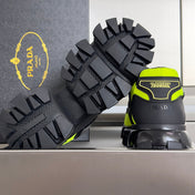 PRADA 26S CLOUDBUST THUNDER SNEAKERS 60MM IN LIME YELLOW MESH FABRIC AND TPU