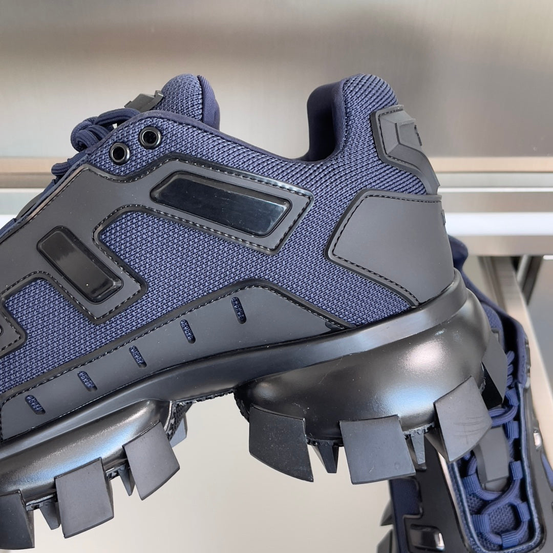 PRADA 26S CLOUDBUST THUNDER SNEAKERS 60MM IN NAVY BLUE MESH FABRIC