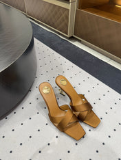 OPYUM HIGH MULES IN BROWNIE SILK