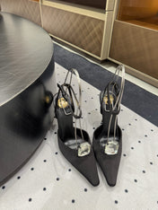 HARLOW PUMPS IN BLACK SATIN CREPE AND CRYSTALS