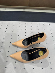 NORMA PUMPS IN BISQUE GLOSSY SHEEPSKIN