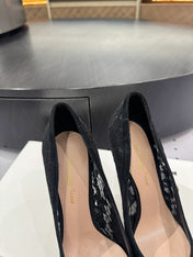 GIANVITO ROSSI 26S HIGH HEELS 105 MM IN BLACK LACE FABRIC