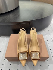 GIANVITO ROSSI 26S HIGH-HEEL SLINGBACKS 85 MM IN BEIGE LAMBSKIN