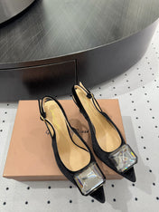 GIANVITO ROSSI 26S HIGH-HEEL SLINGBACKS 85 MM IN BLACK VELVET