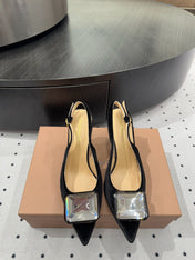 GIANVITO ROSSI 26S HIGH-HEEL SLINGBACKS 85 MM IN BLACK VELVET